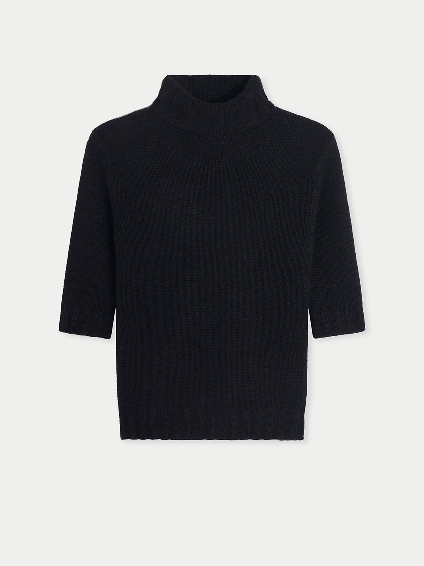 Top col en T en cachemire Noir  - Gobi Cashmere