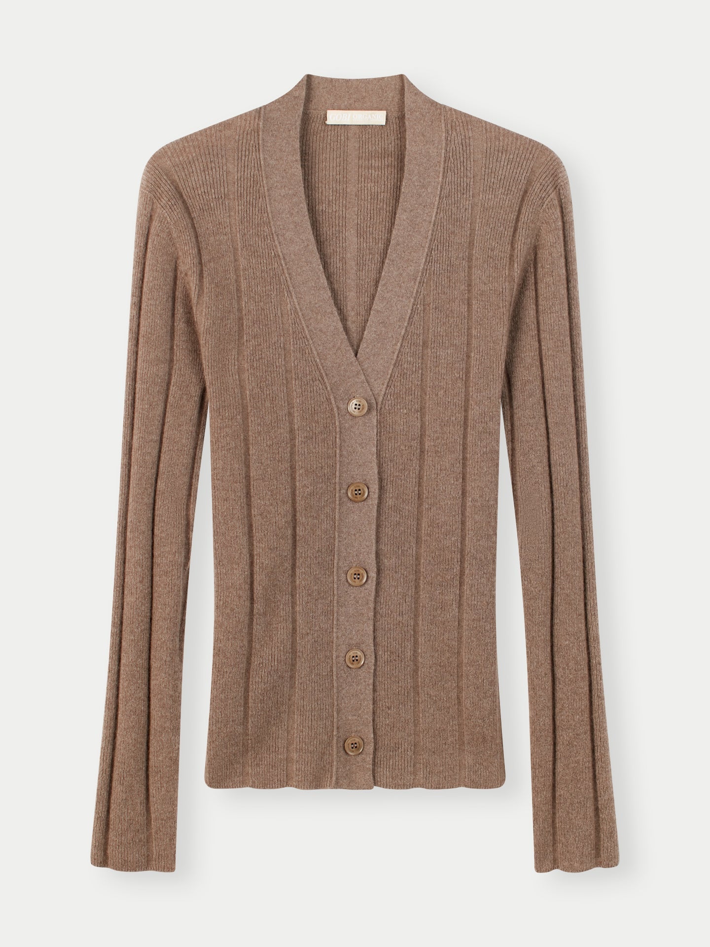 Cardigan en cachemire avec patte de boutonnage Taupe - Gobi Cashmere