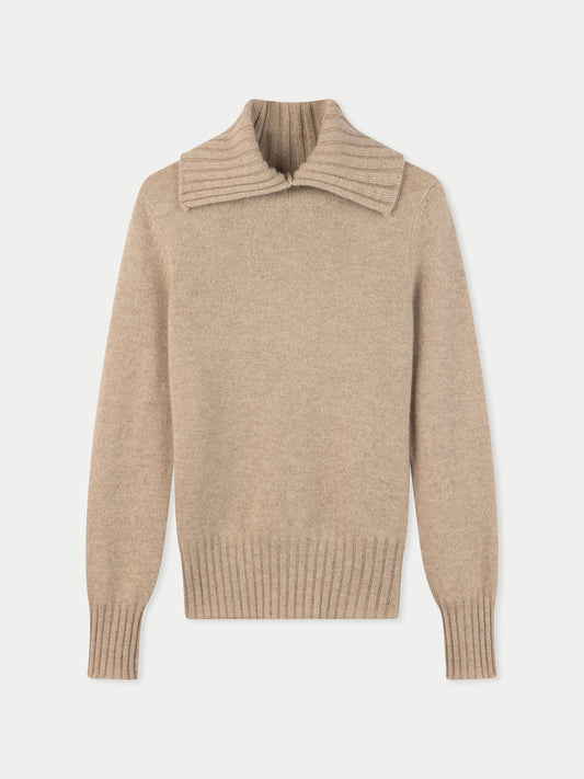 Pull en Cachemire à Col Roulé Replié Couleur Organique