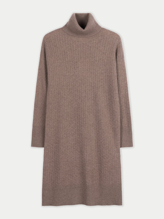 Robe Cachemire Sans Coutures Col Rond Femme couleur marron | GOBI Cashmere
