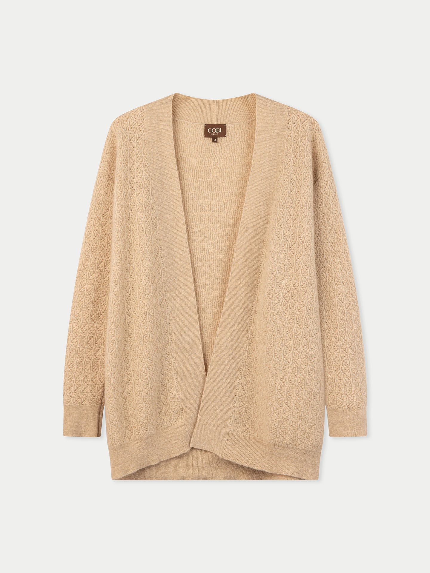 Cardigan Cachemire Ouvert Texturé Femme couleur beige | GOBI Cashmere