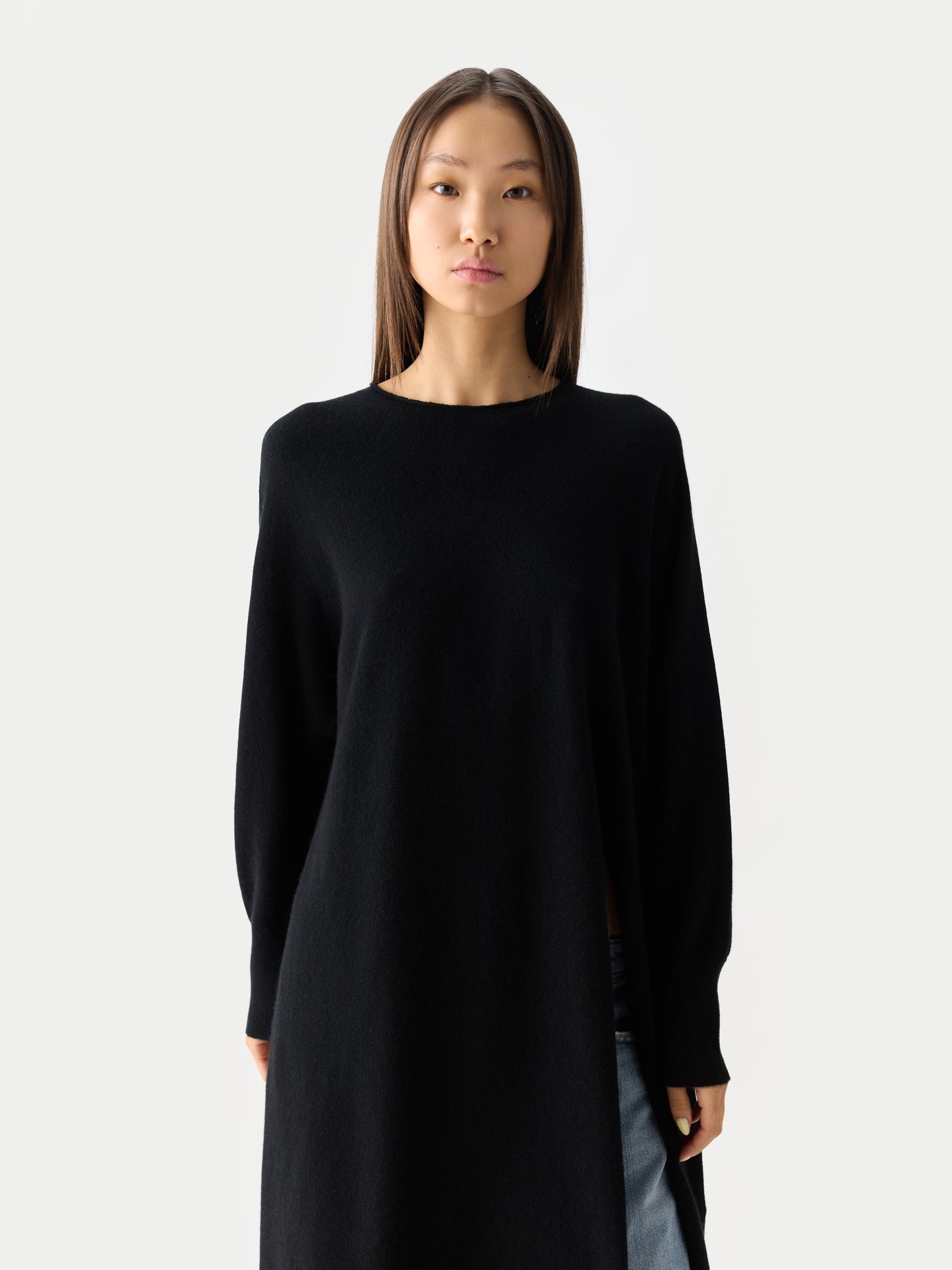 Robe Cachemire Femme Maxi À Fente couleur noir | GOBI Cashmere