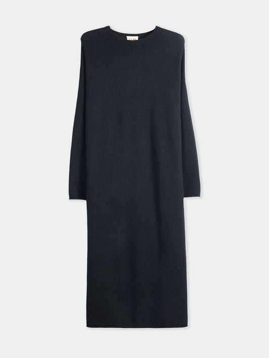 Robe longue femme en cachemire couleur noir | GOBI Cashmere