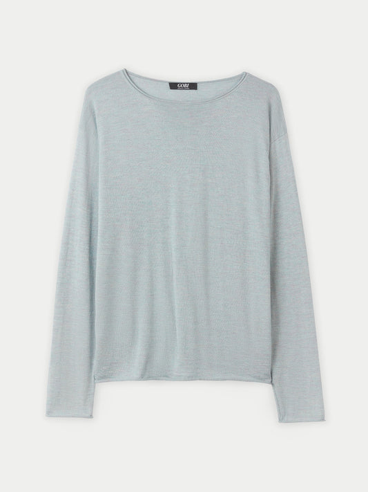 Pull à encolure bateau en soie et cachemire vert - Gobi Cashmere