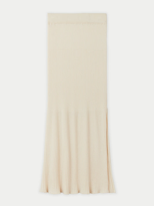 Jupe mi-longue en soie et cachemire blanc - Gobi Cashmere 