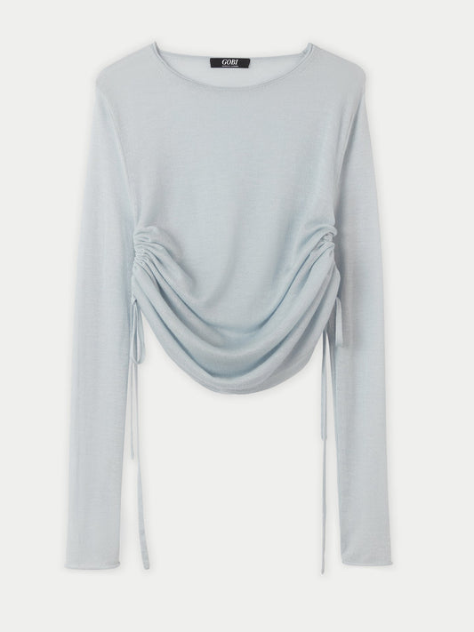 Pull à encolure bateau en soie et cachemire gris - Gobi Cashmere
