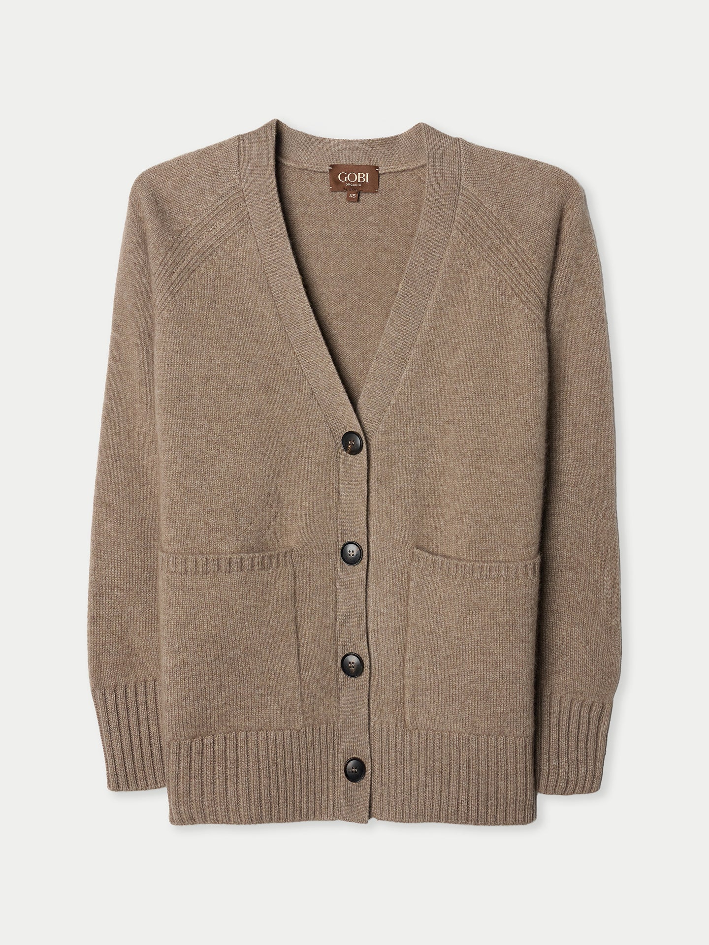 Cardigan en cachemire décontractée Couleur taupe Organique | GOBI Cashmere