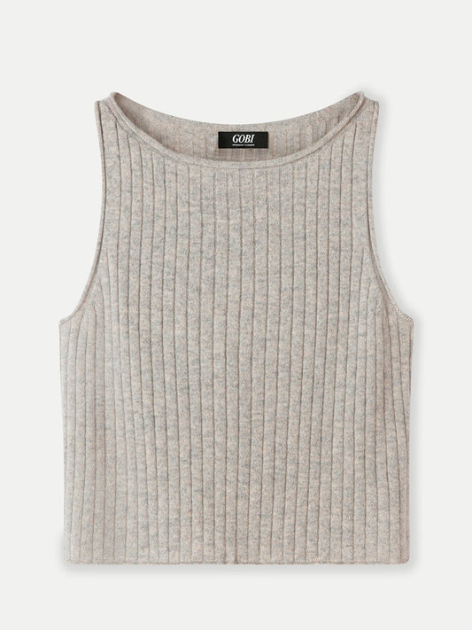 Women's Cashmere Crop Top Dawn Blue - Gobi Cashmere
