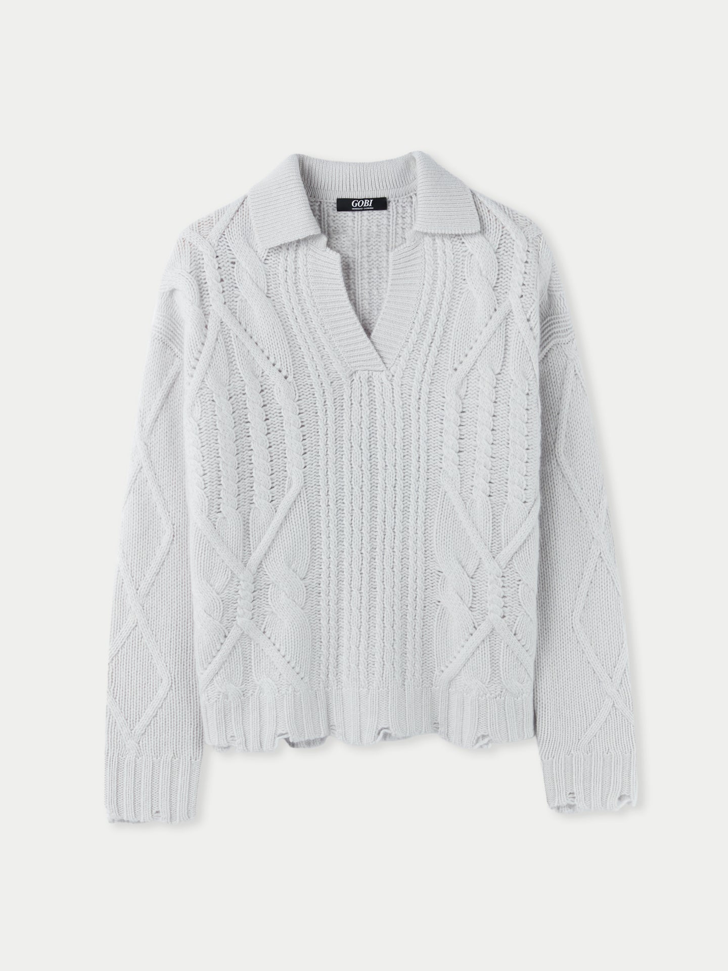 Polo à points mixtes en cachemire taupe - Gobi Cashmere