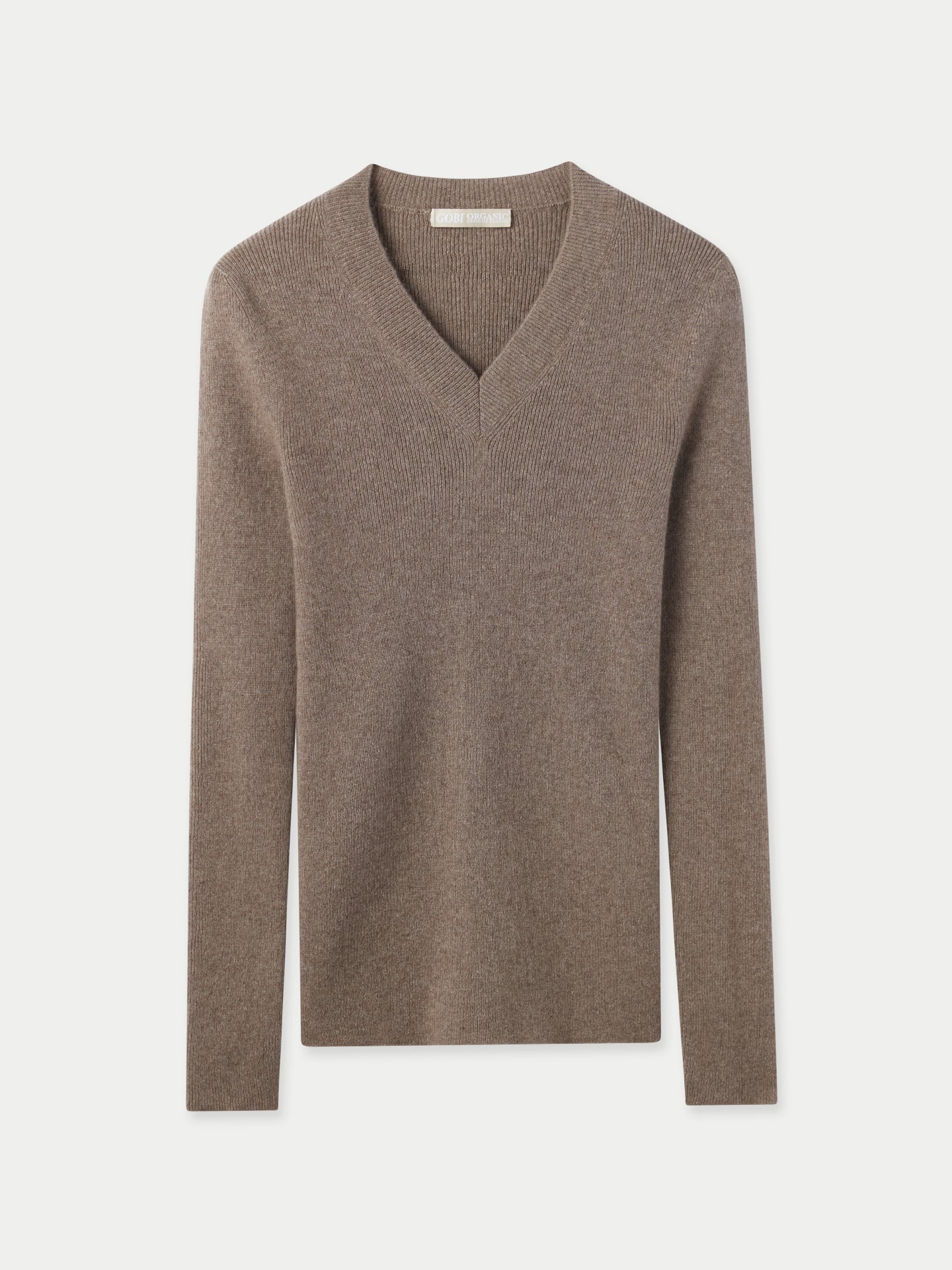 Pull col V en cachemire léger du créateur Cashmere Taupe - Gobi Cashmere