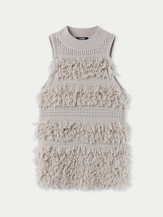Gilet en cachemire à points bouclés Gris - Gobi Cashmere