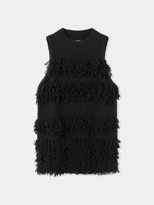 Gilet en cachemire à points bouclés Noir - Gobi Cashmere