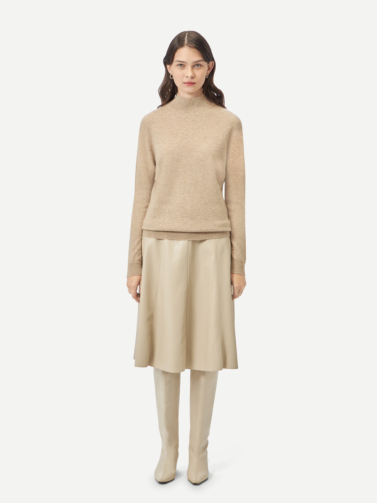 Pull col haut en Cachemire pour femmes Taupe - Gobi Cashmere