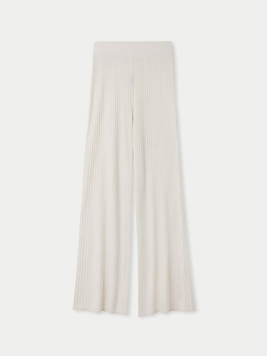 Pantalons en tricot côtelé en soie et cachemire | GOBI 