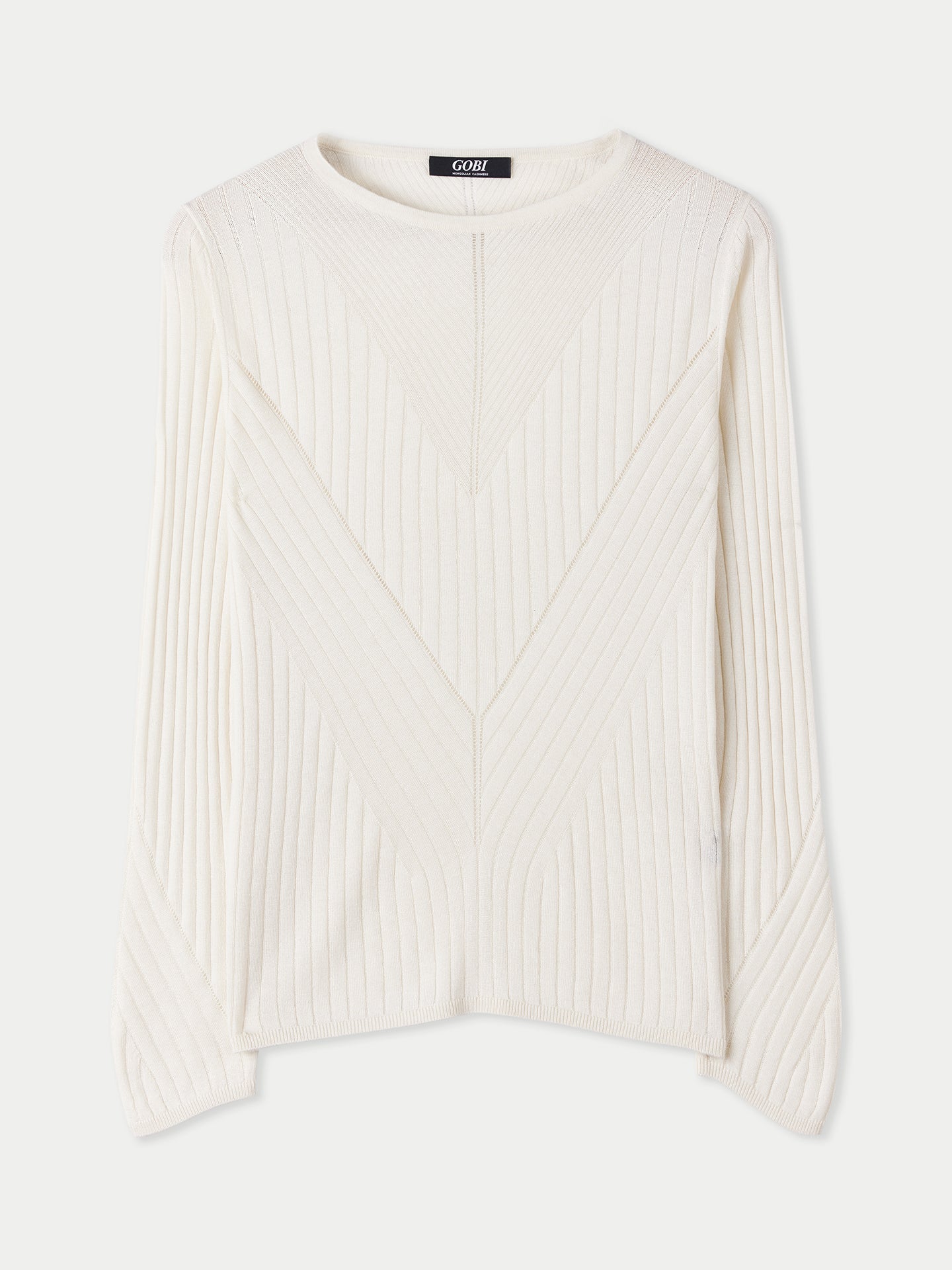Women's Rib-Knit Silk Cashmere Sweater Whisper White - Gobi Cashmere
