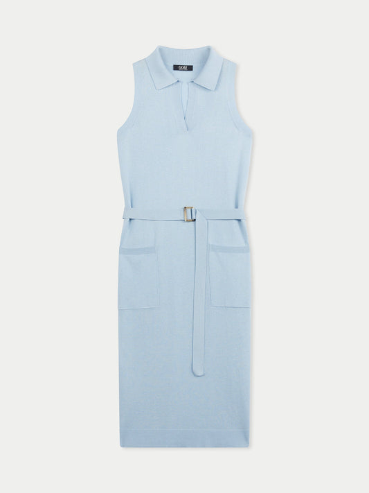 Robe polo sans manches en soie et cachemire | GOBI Cashmere