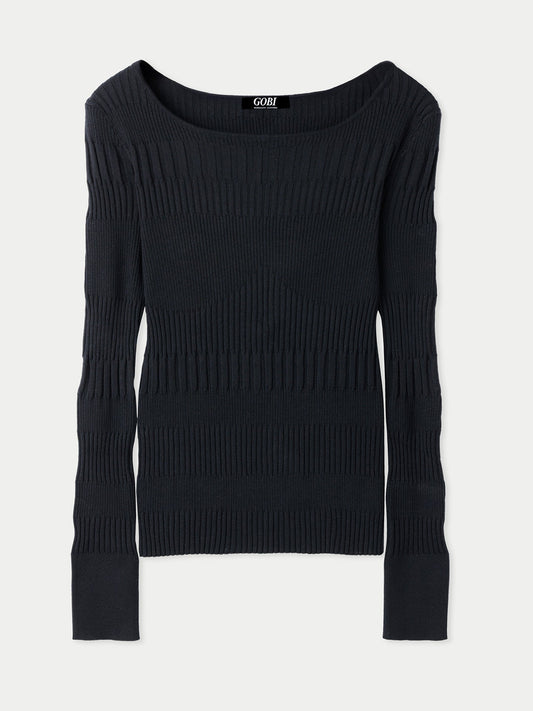Top en cachemire côtelé à manches longues | GOBi Cashmere