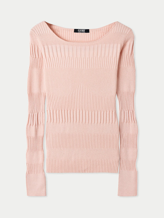 Top en cachemire côtelé à manches longues | GOBi Cashmere