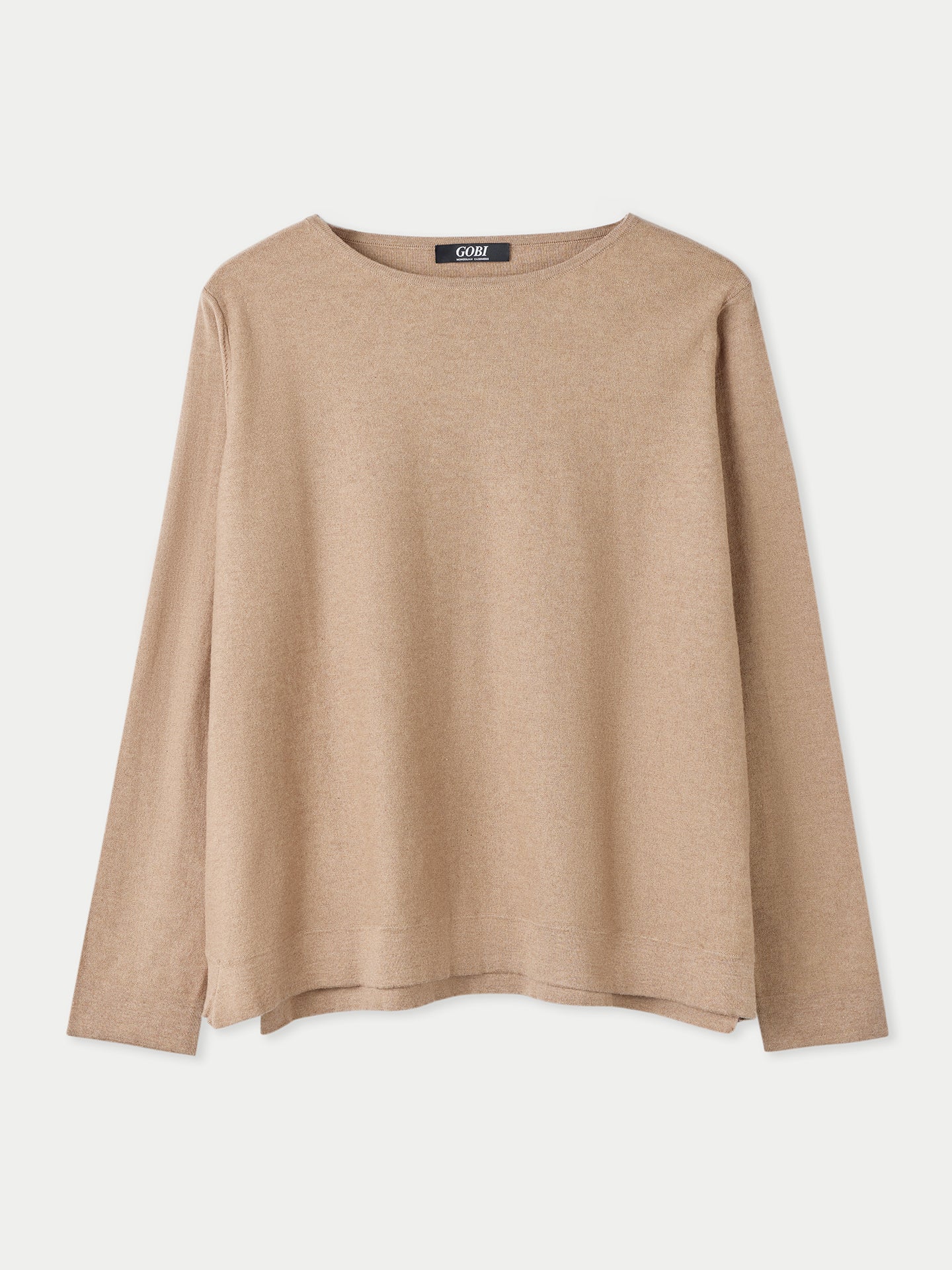 Top à manches longues en cachemire Taupe | GOBI Cashmere