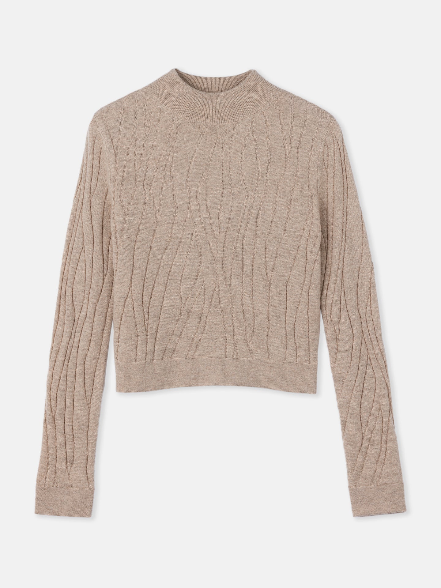 Pull en cachemire à encolure courte et haute Taupe| GOBI Cashmere 