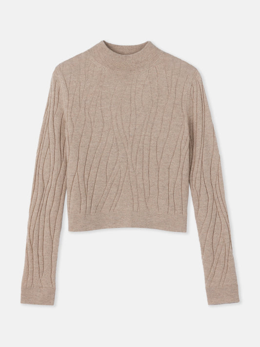 Pull en cachemire à encolure courte et haute Taupe| GOBI Cashmere 