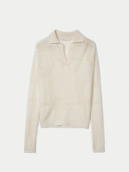 Organic Cashmere Buttonless Polo Sweater