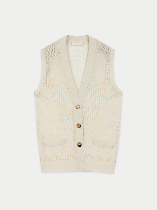 Organic Color Mixed Pattern Cashmere Vest
