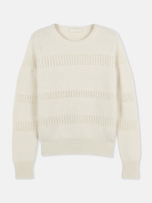 Gilet en cachemire à motifs mixtes off white| GOBI Cashmere