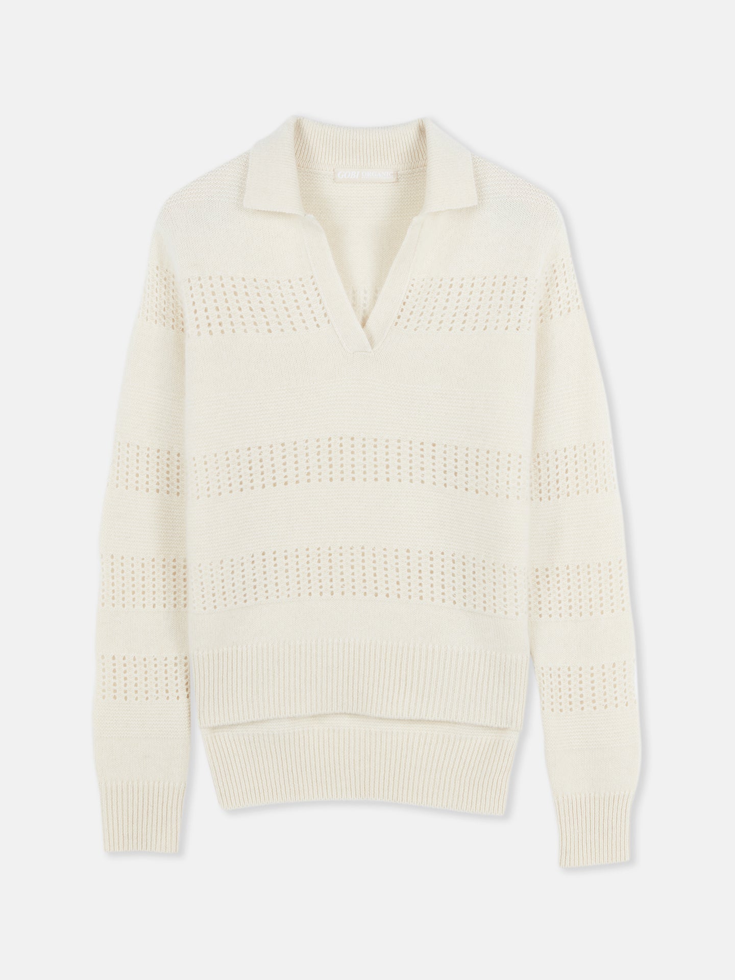 Polo en cachemire à mailles mixtes | GOBI Cashmere