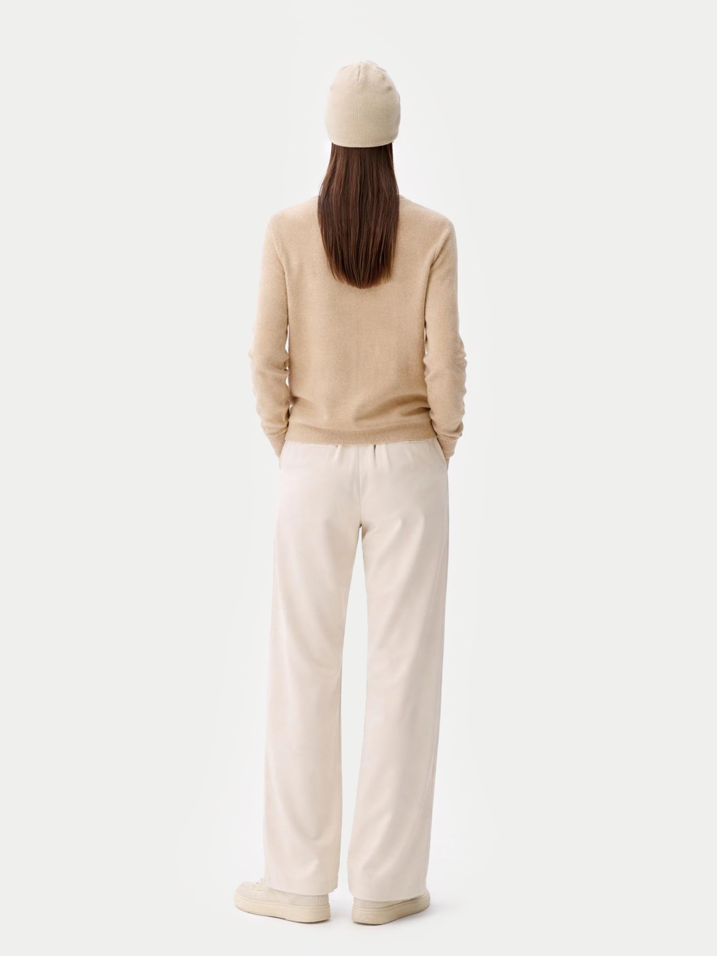 Ensemble pull et bonnet en cachemire  couleur organique Beige - Gobi Cashmere