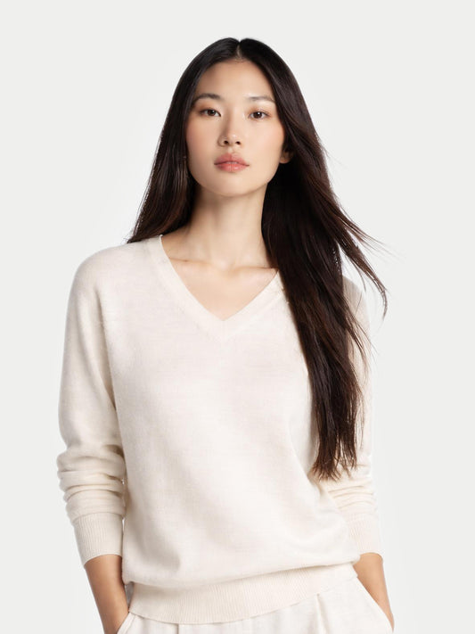 Pull col en V en cachemire Essential pour femmes Couleur Organique