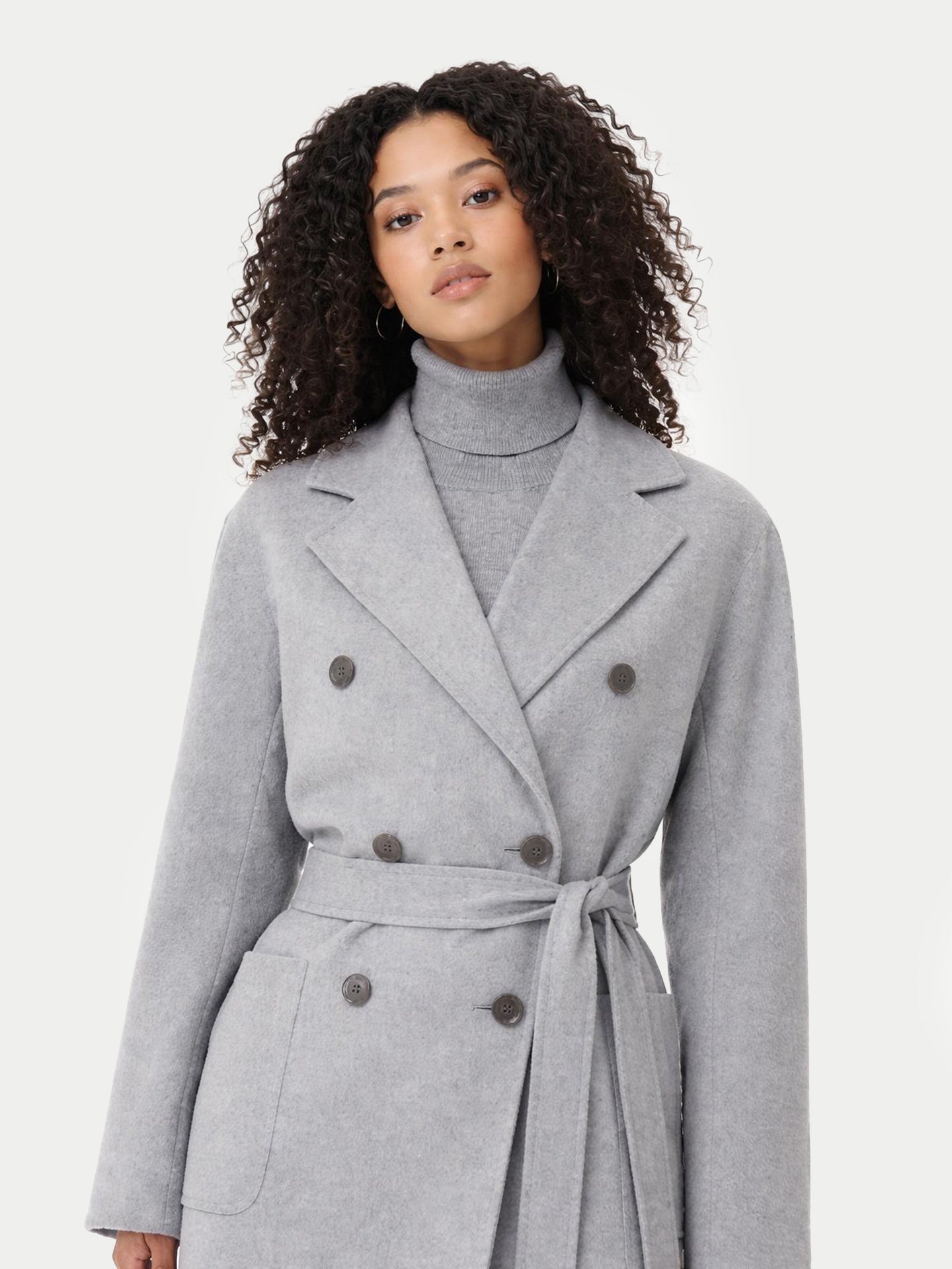 Manteau long à double boutonnage en cachemire pour femmes Bleu Vapeur - Gobi Cashmere
