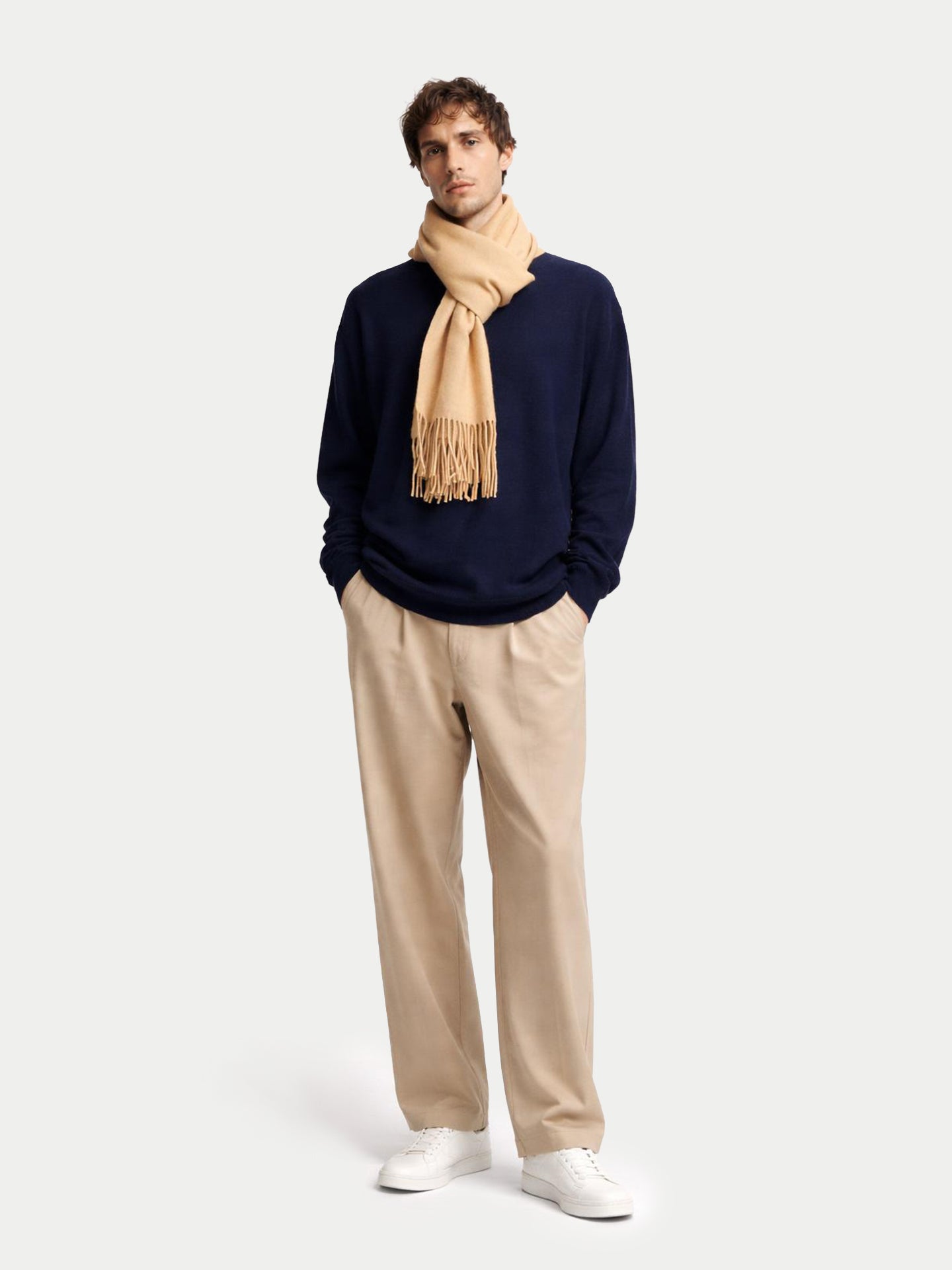 Écharpe avec franges en cachemire pour unisex Amande GrilléE - Gobi Cashmere