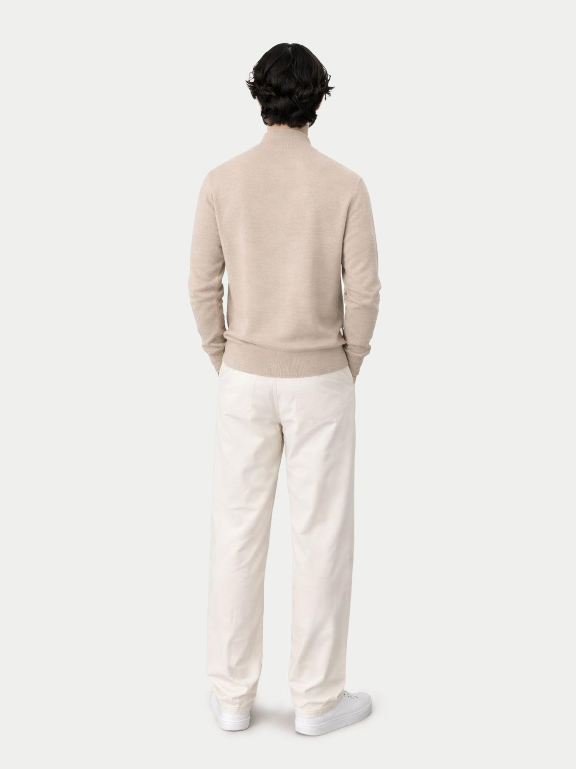 Pull polo demi en cachemire Essential pour hommes Couleur Organique