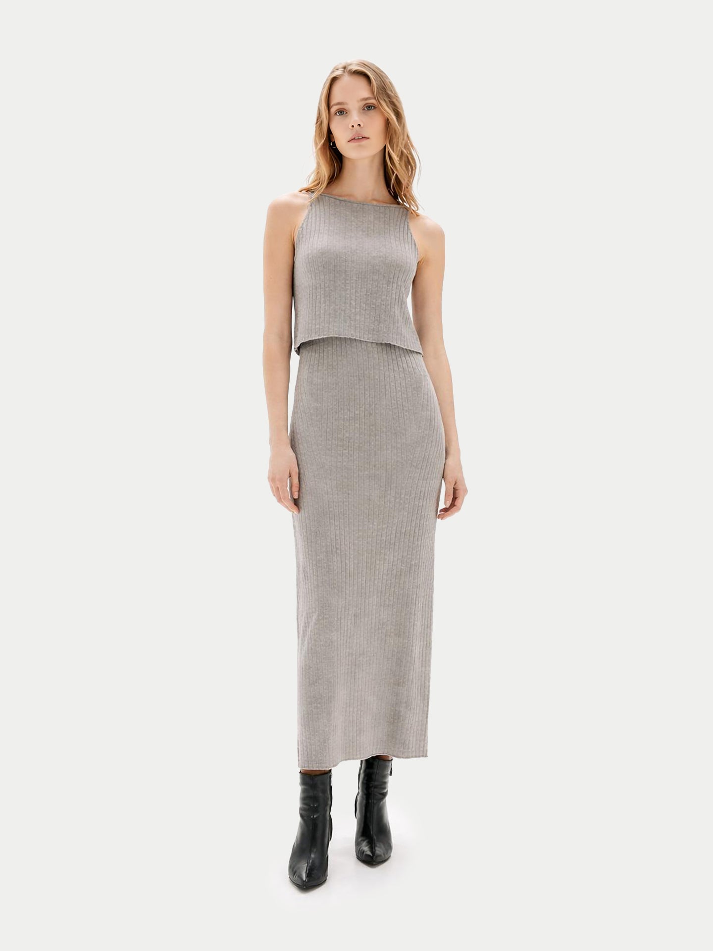 Jupe mi-longue en cachemire tricoté en 3D sans couture