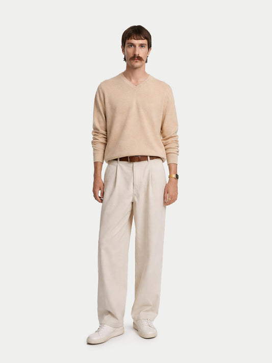 Pull col en V en cachemire Essential pour hommes Couleur Organique