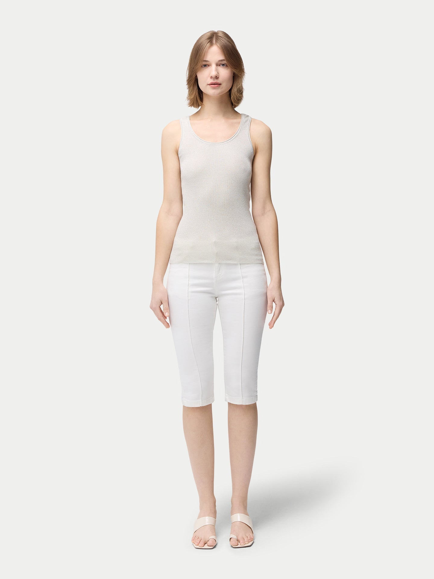 Women's Lightweight Cashmere Silk Tank Top Whisper White - Gobi Cashmere