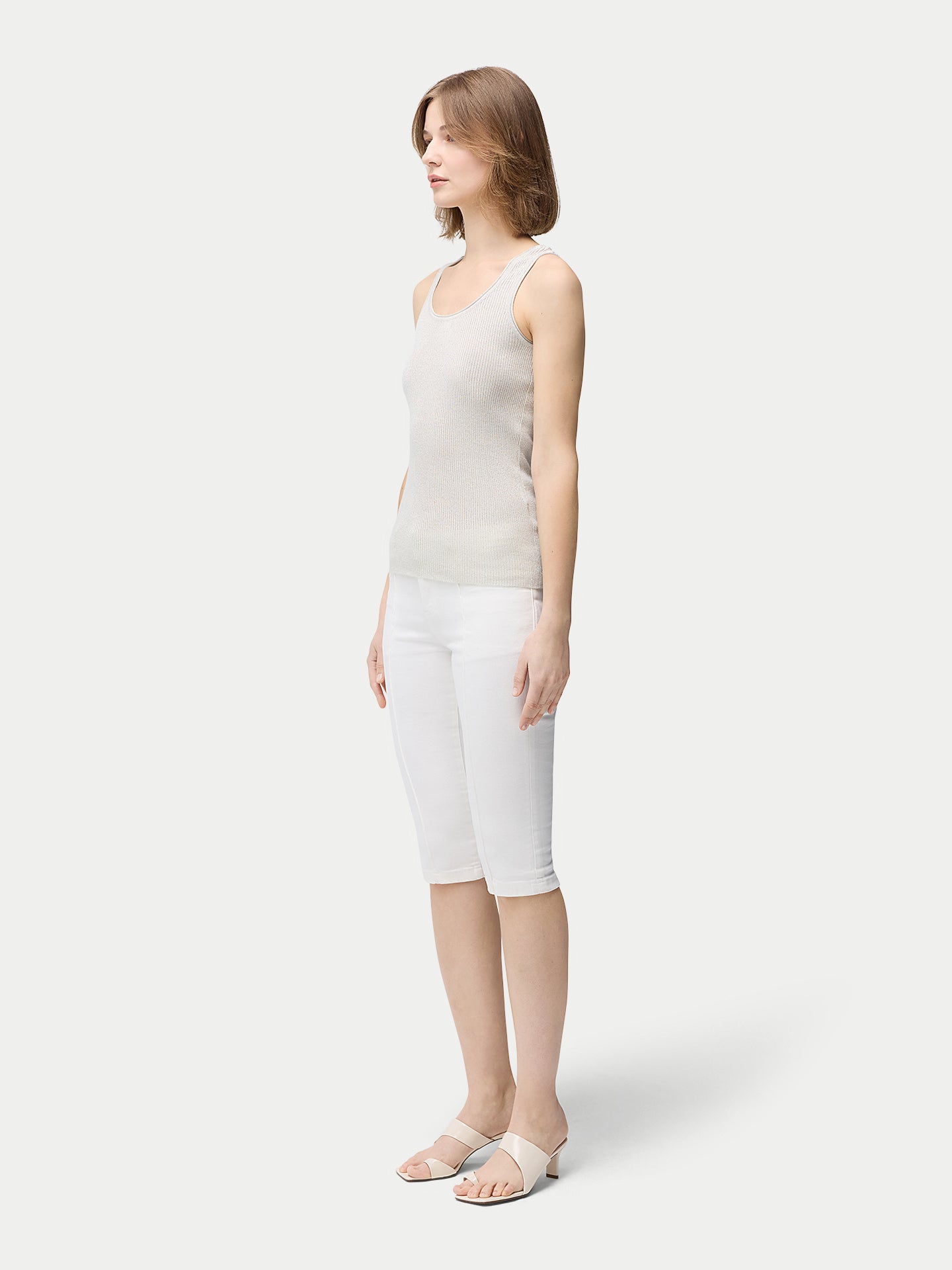Women's Lightweight Cashmere Silk Tank Top Whisper White - Gobi Cashmere