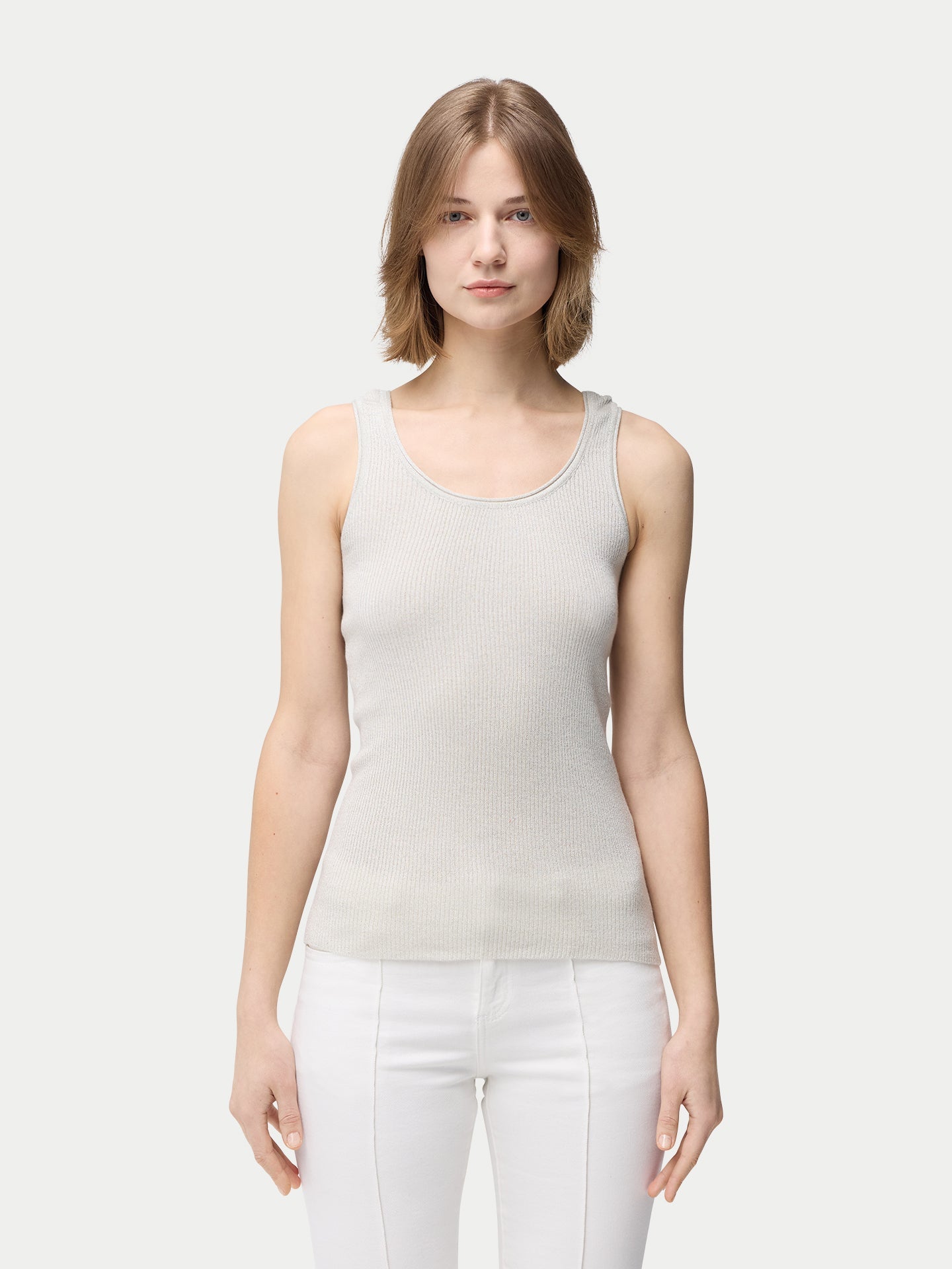 Women's Lightweight Cashmere Silk Tank Top Whisper White - Gobi Cashmere