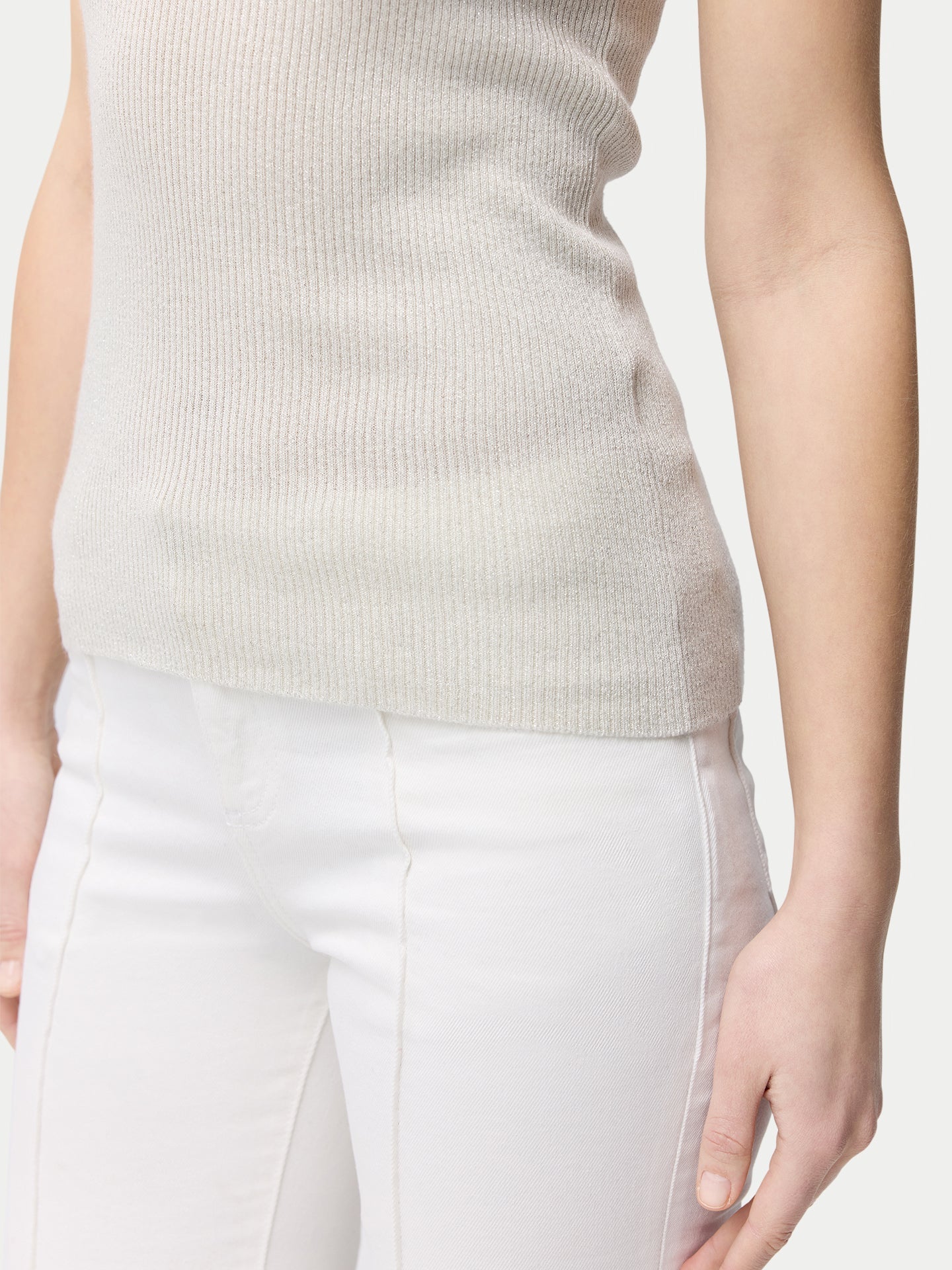 Women's Lightweight Cashmere Silk Tank Top Whisper White - Gobi Cashmere