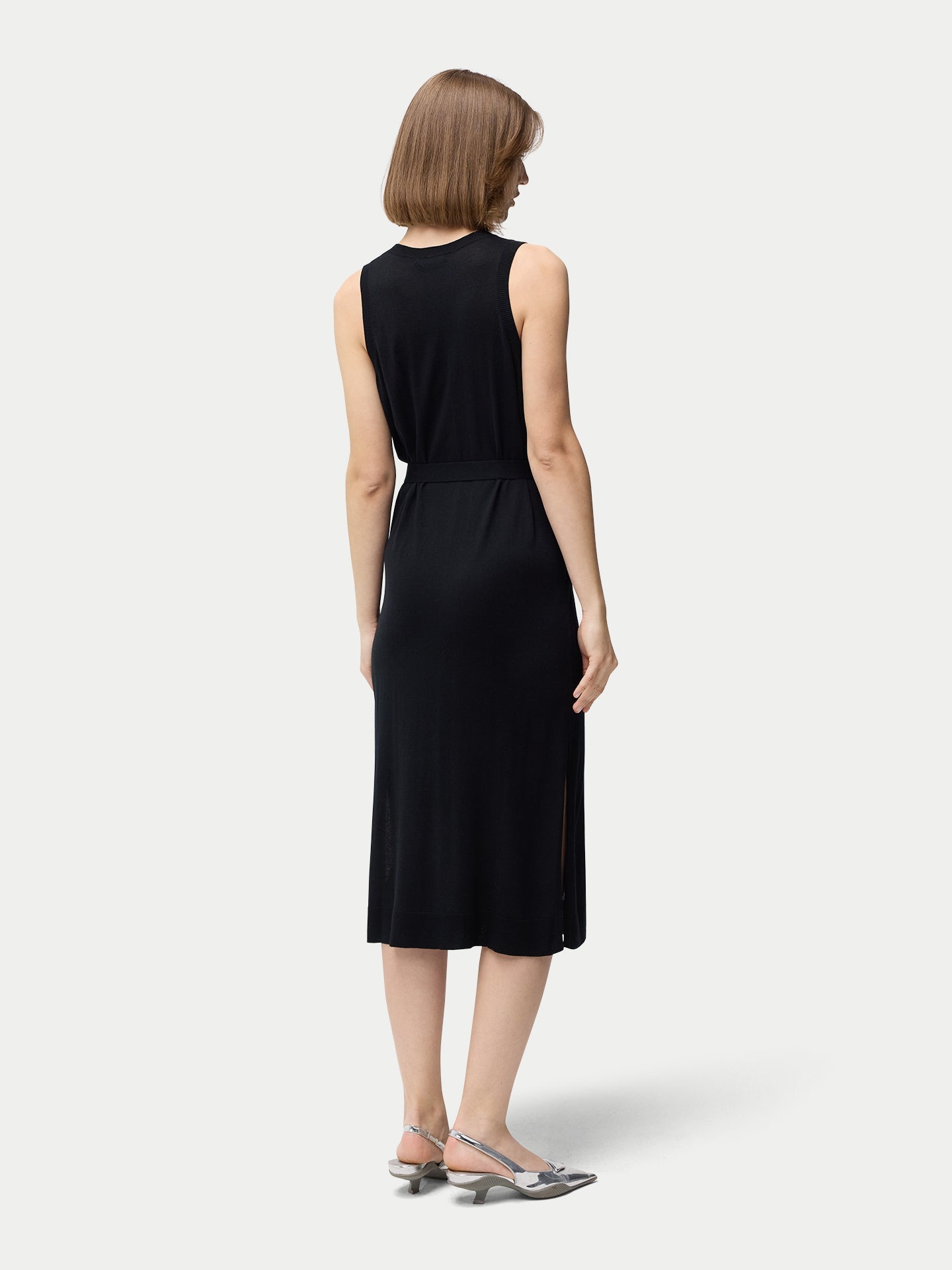 Robe à col en V en cachemire de soie