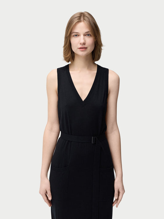 Robe à col en V en cachemire de soie