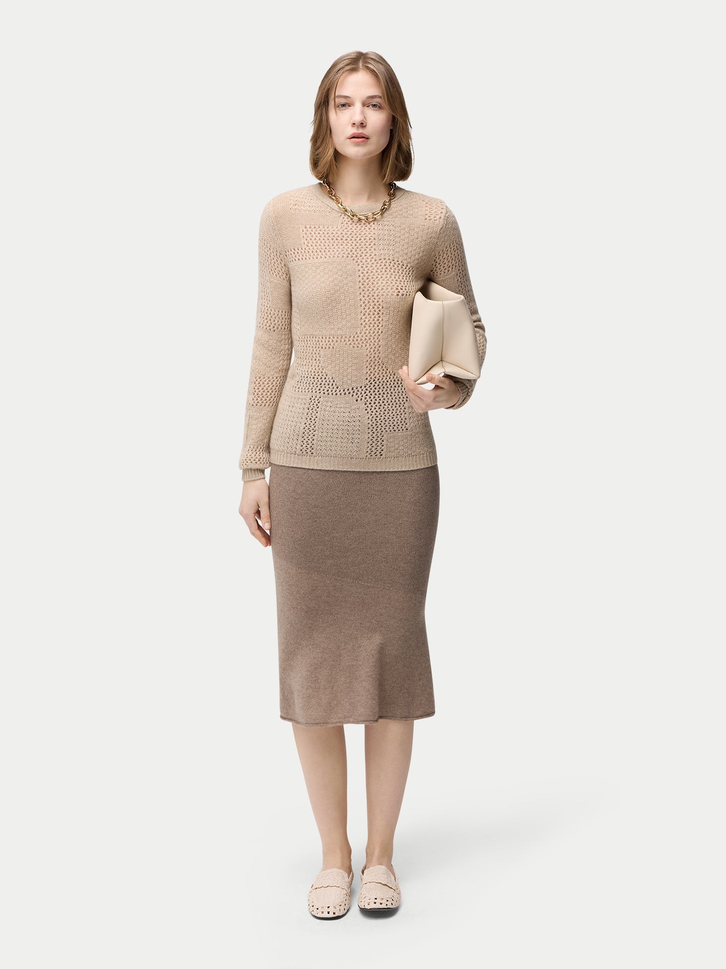 Organic Colour Textured Cashmere Sweater Couleur Organique