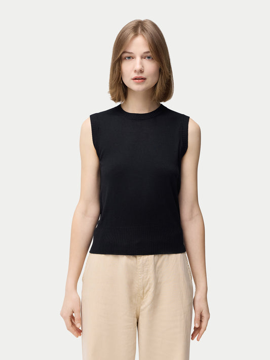 Top Sans Manches Cachemire & Soie Noir | GOBI FR