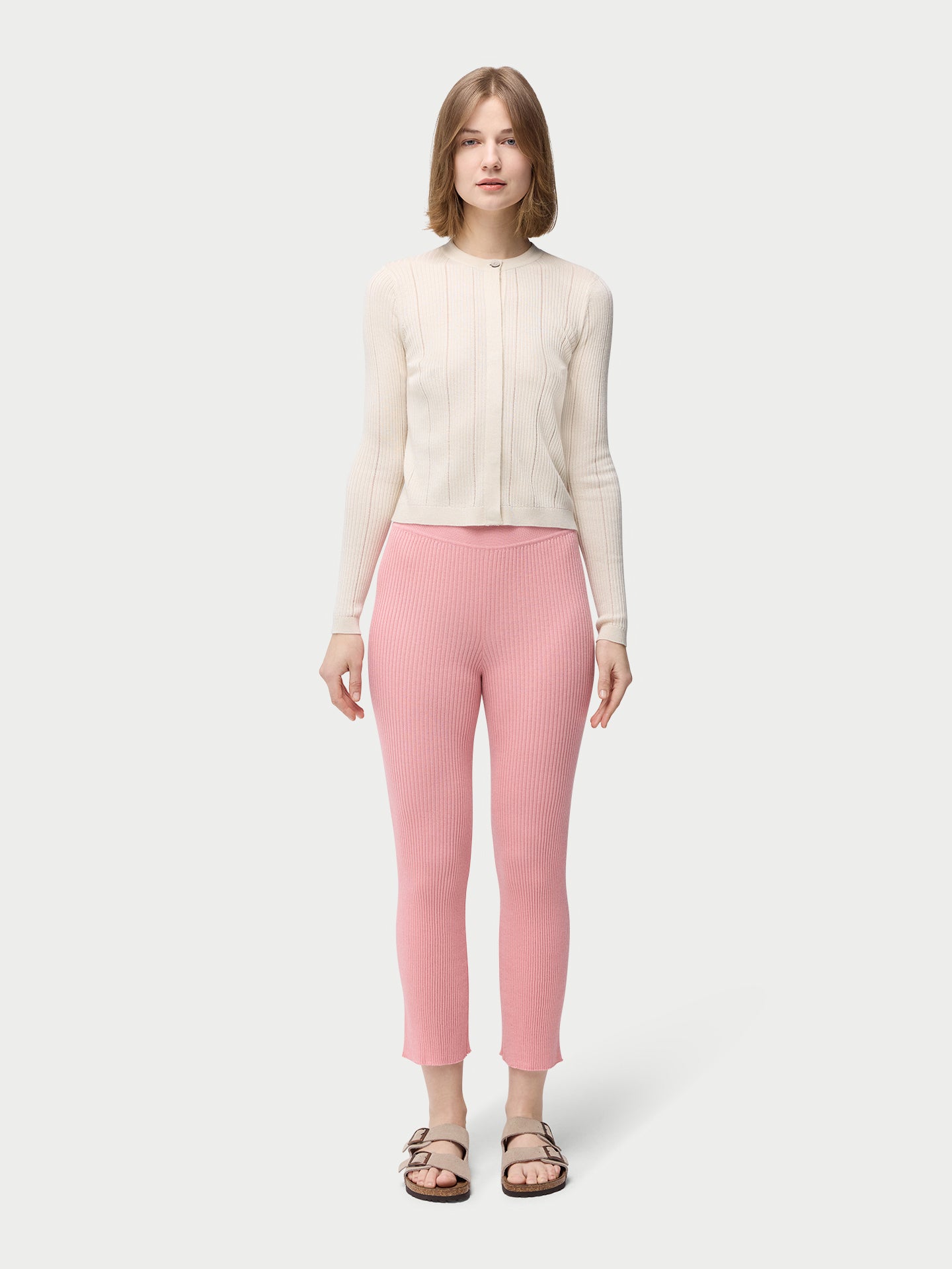 Pantalon en soie de cachemire à mailles côtelées