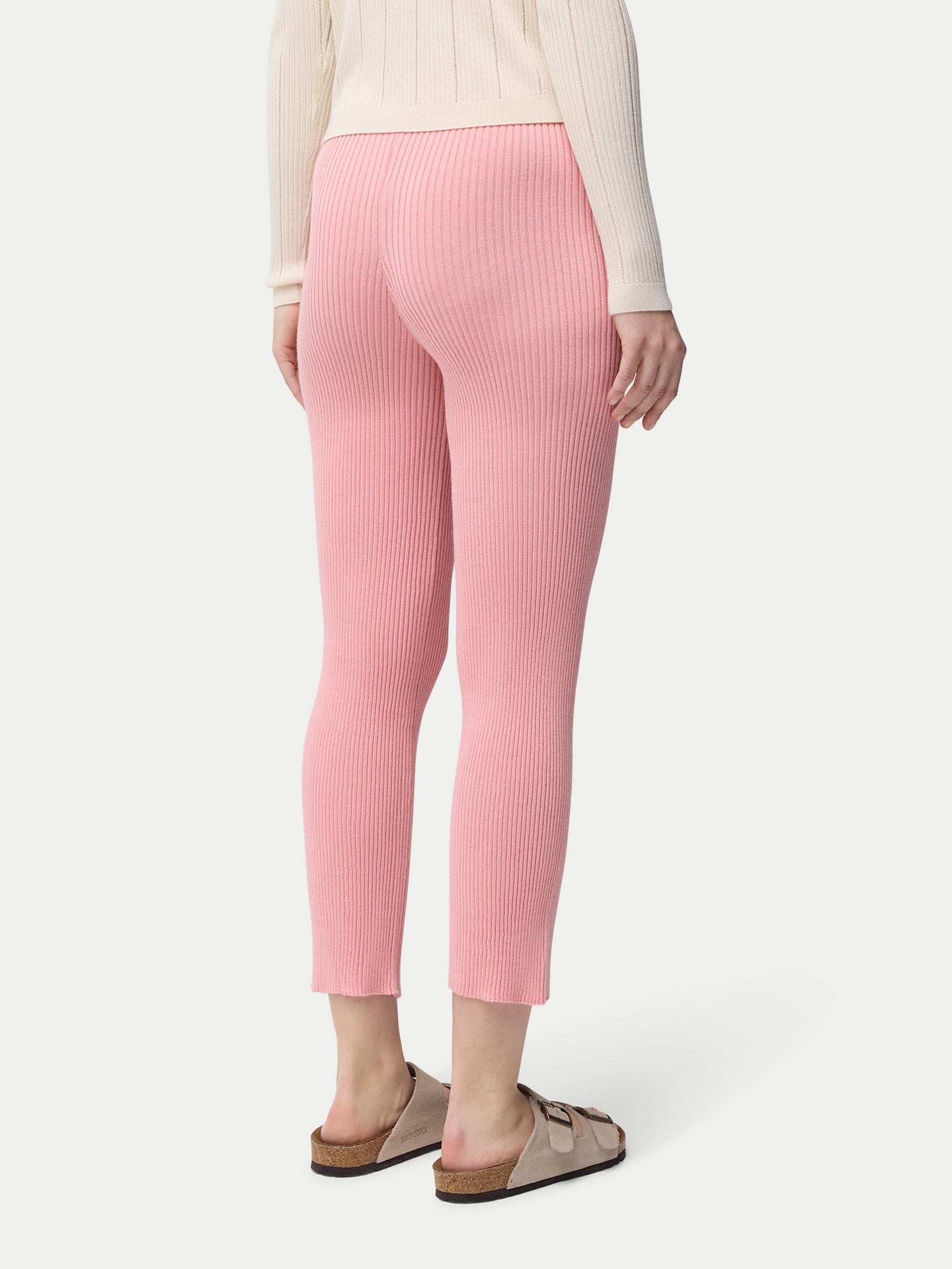 Pantalon en soie de cachemire à mailles côtelées