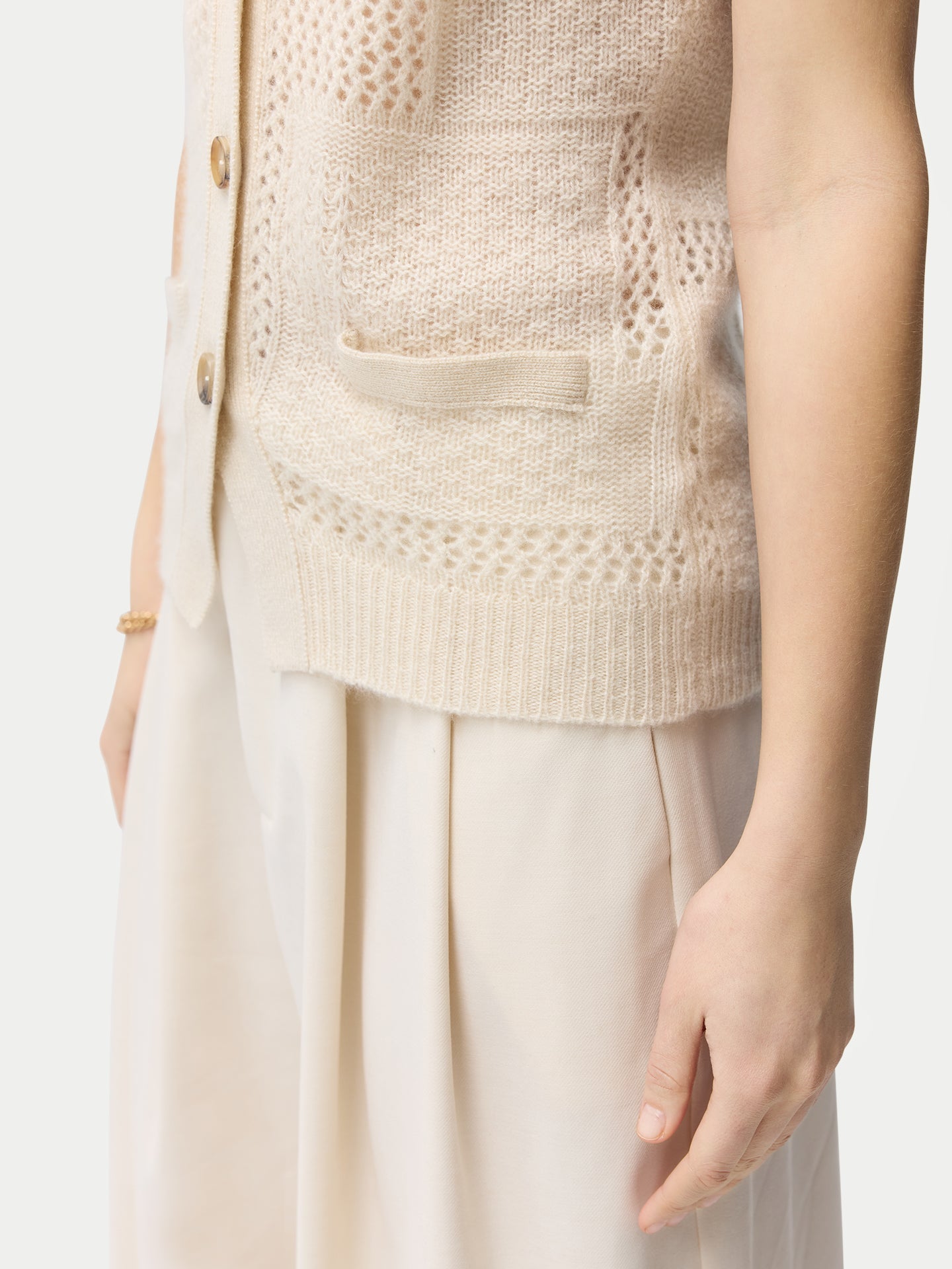 Organic Color Mixed Pattern Cashmere Vest