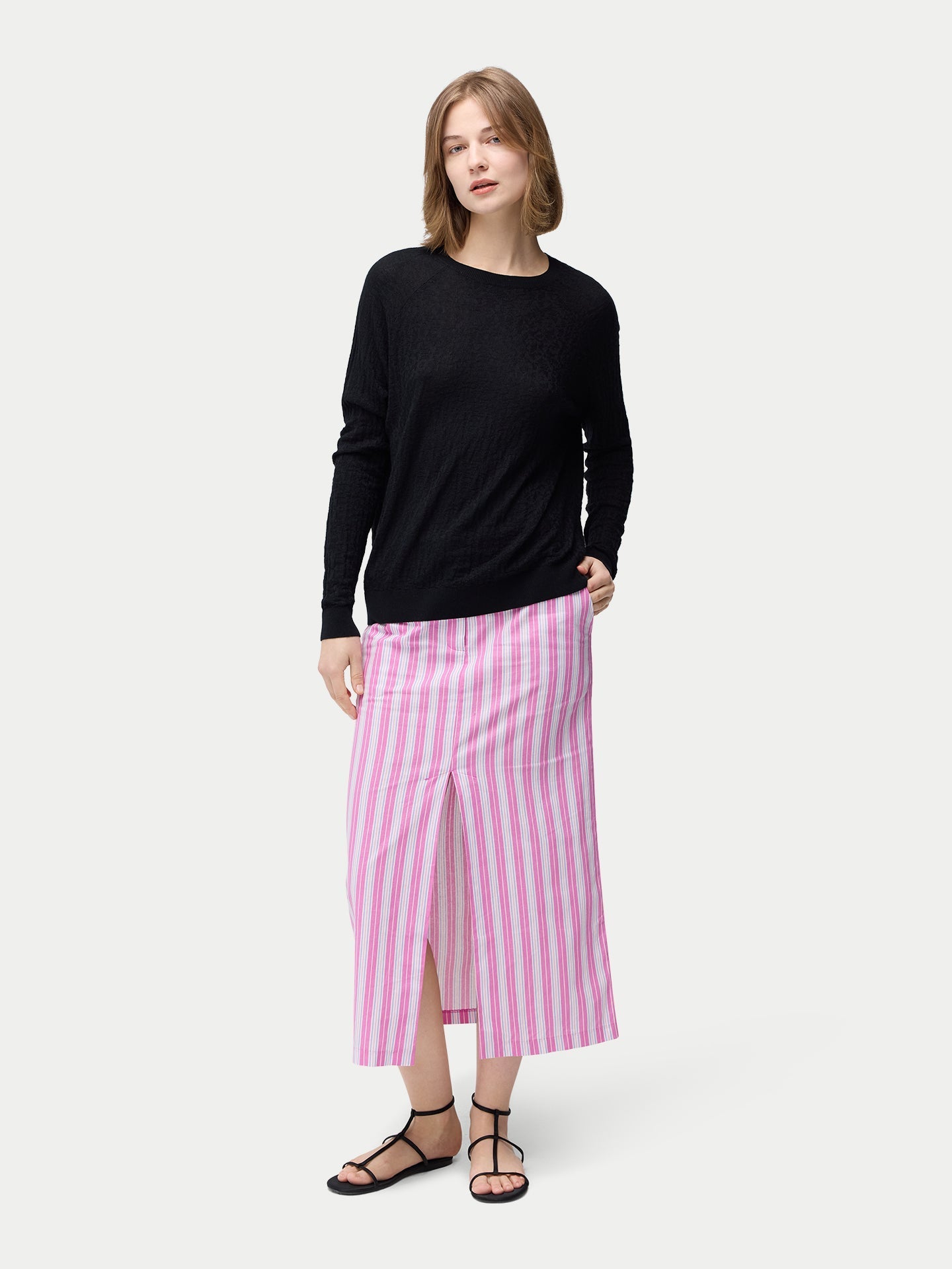 Pull en soie et cachemire texturé