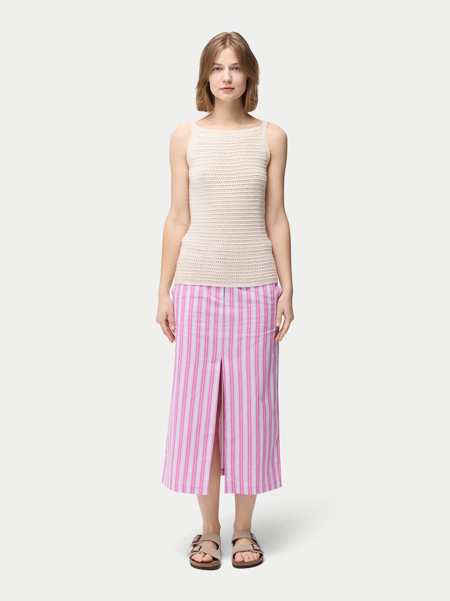 Women's Cotton Cashmere Tank Top Whisper White | GOBI Cashmere