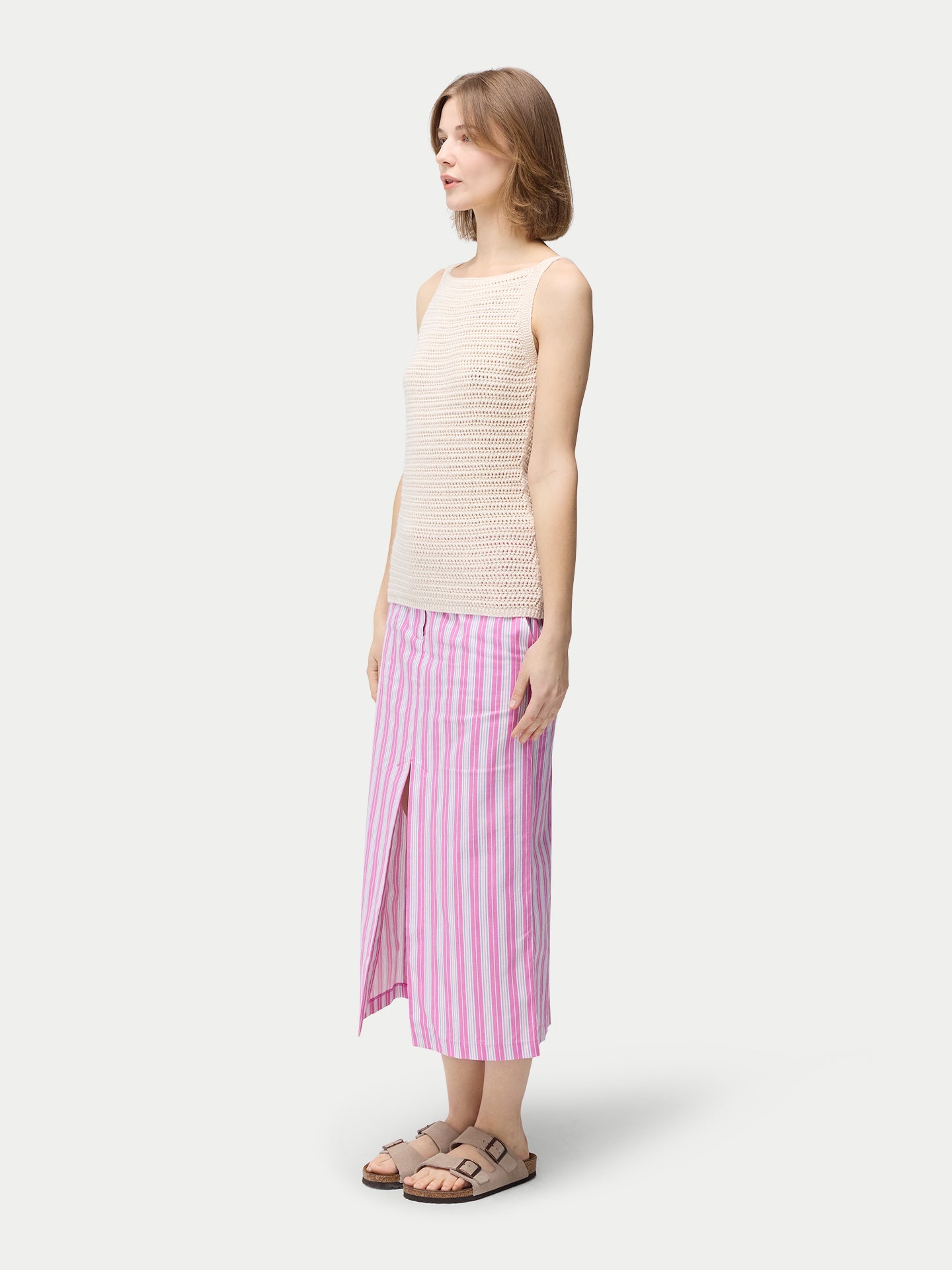 Women's Cotton Cashmere Tank Top Whisper White | GOBI Cashmere